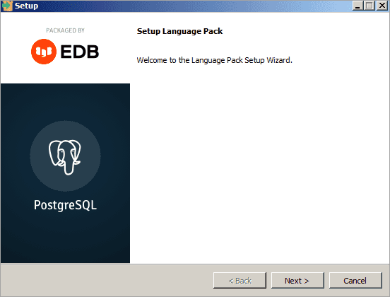 The Language Pack Welcome Window